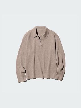 NWT UNIQLO Women Washable Knit Ribbed Polo Sweater